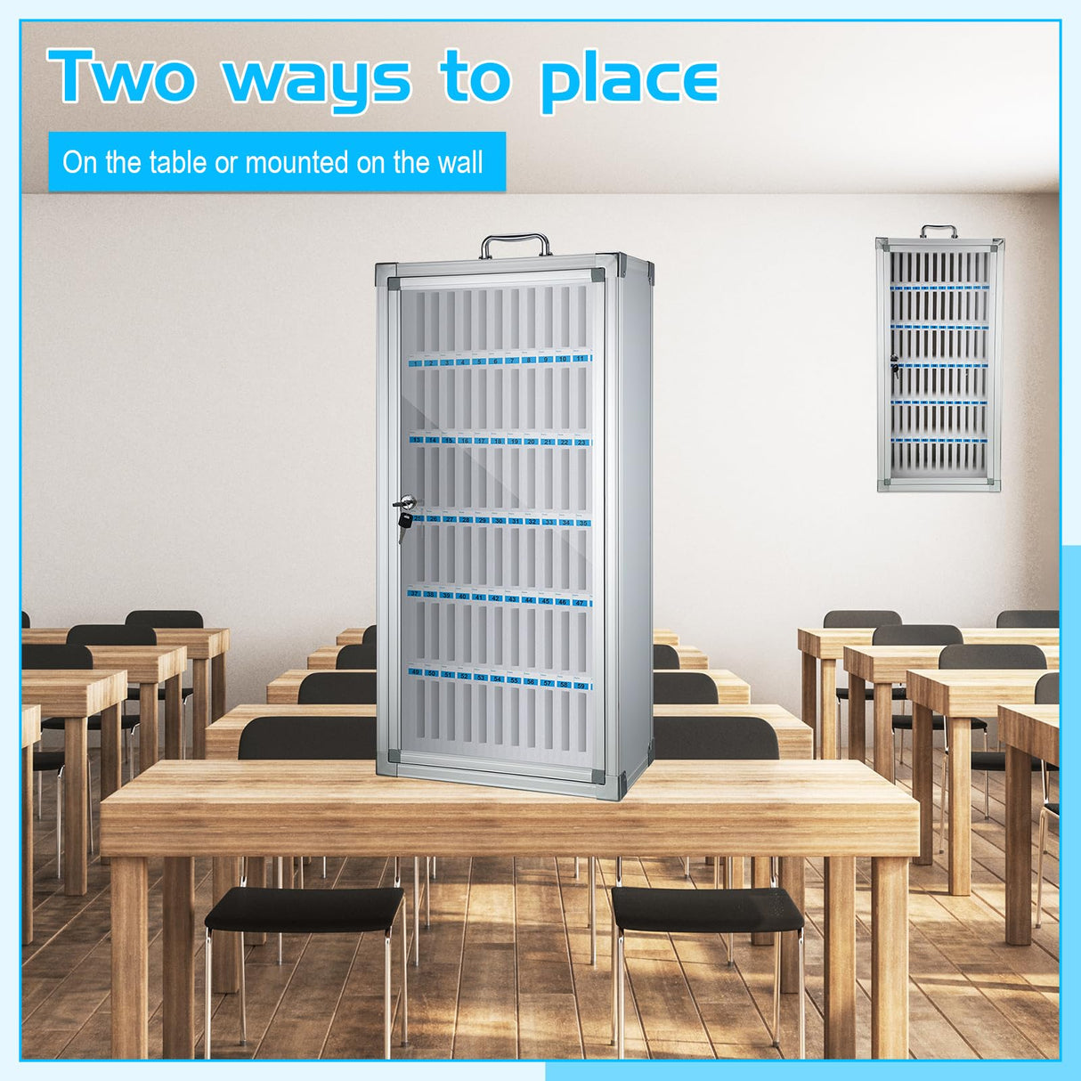 Amylove Cell Phone Locker Cabinet Aluminum Alloy Pocket Chart Storage Locker Box Cabinet Wall-Mounted Cell Phones Storage Cabinet Cell Phones Locker Amylove