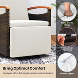 Tangkula Patio Rattan 360 Degree Swivel Recliner Chair, Wicker Lounge Chair w/Adjustable Backrest & Footrest, Cushioned Push Back Reclining Seat w/Flip Side Table for Porch, Yard, Lawn (Off White,1) Tangkula