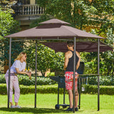 CHARMELEON Double Tiered Grill Gazebo 8X 5, Outdoor BBQ Patio Canopy Tent with Stretchable Side Awning (Brown) CHARMELEON