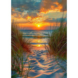 Lxmsja Beach Diamond Art Kits for Adults, Landscape DIY Full Drill Diamond Painting Kits for Beginners, 5D Gem Art Crafts for Adults, Home Wall Decor 12x16 inch Lxmsja