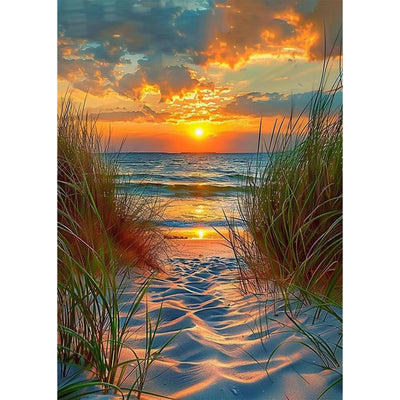 Lxmsja Beach Diamond Art Kits for Adults, Landscape DIY Full Drill Diamond Painting Kits for Beginners, 5D Gem Art Crafts for Adults, Home Wall Decor 12x16 inch