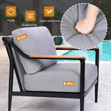 Jocoevol 4 Pieces Outdoor Sofa Conversation Set, 4 Seats Couch Set with Table, Metal Frame Rope Weaving Design UV Resistance Waterproof for Patio Garden Balcony, Grey Jocoevol