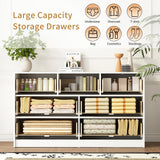 Sscaktu 7 Drawer Dresser and Nightstand Sets for Bedroom, 3 Pcs Bedroom Set，Night Stand Set of 2 & 7 Drawer Dresser with Gold Handles, Modern Wood Chest of Drawers Storage Cabinet Set, White Sscaktu