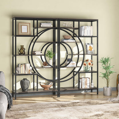 Tribesigns 71 in Geometric 8-Tier Industrial Bookshelf with Metal Frame for Home Office and Living Room - WoodArtSupply