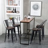 Aklaus Swivel Metal Bar Stools Set of 4 Counter Height Stools Counter Bar Stools with Back Swivel Metal Bar Chairs Wooded Seat 26 Inch Matte Black barstools Aklaus