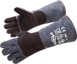 RAPICCA Fireplace Gloves Fire Heat Resistant: Dark-Grey 16IN 932℉ - Fireproof Leather for Fireplace Fire Pit Wood Stove Campfire Furnace BBQ Grill Stick Mig Welding Welder Gear - One Size RAPICCA