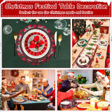 Christmas Placemats Set of 6 Faux Leather Washable Dining Table Mats 13Inch Round Heat Resistant Wipeable Waterproof Placemats for Holiday Parties Dinner Home Kitchen Decor Winter Truck Xmas Tree Mats Lucomb