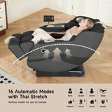 springspa 4D Full Body Massage Chair SL-Track, Zero Gravity Recliner with 16 Auto Modes, Thai Stretch, Shortcut Button, Back Heating, Bluetooth Speaker, Wireless Phone Charger, Q11 Black springspa