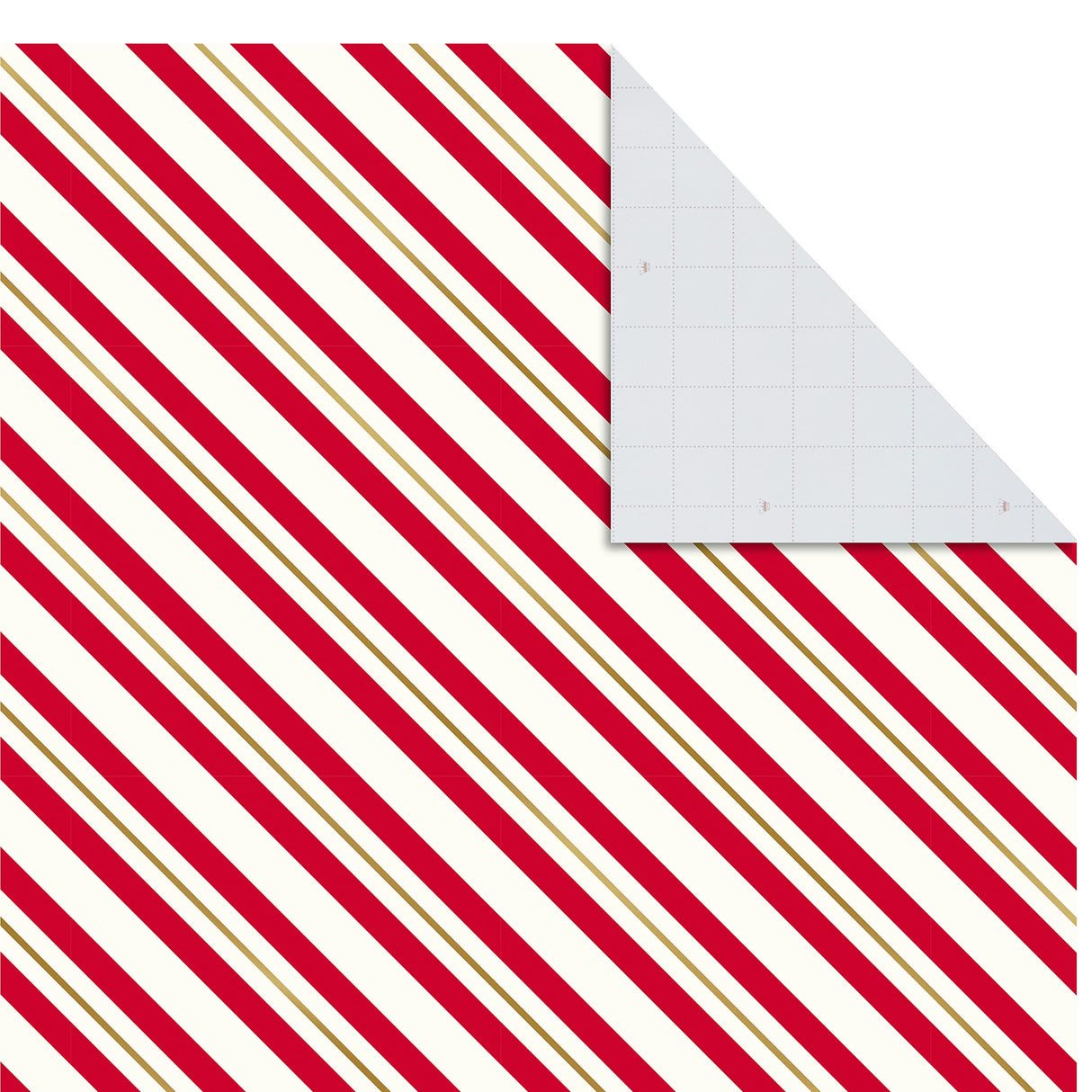Hallmark Christmas Flat Wrapping Paper Sheets - Red Gift Wrap Paper (12 Folded Sheets with Sticker Seals) Red, White and Gold Stripes, Santa Claus, Snowflakes on Plaid Hallmark