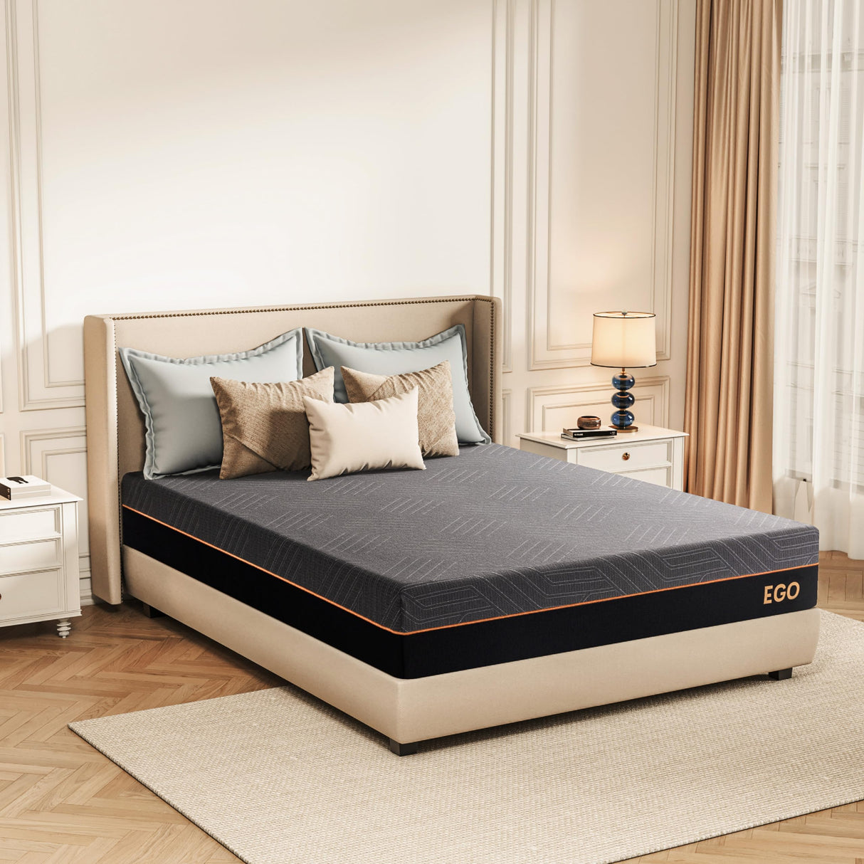 EGOHOME 12 Inch Cal King Memory Foam Mattress for Back Pain, Cooling Gel Mattress Bed in a Box, Made in USA, CertiPUR-US Certified, Therapeutic Medium Mattress, 72x84x12 Black MLILY