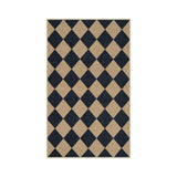Lahome Checkered Easy Jute 3x5 Outdoor Patio Rug, Washable Rugs for Entryway Diamond Indoor Outdoor Living Room Carpet, Farmhouse Neutral Non Slip Black Door Carpet for Backyard Bedroom Lahome
