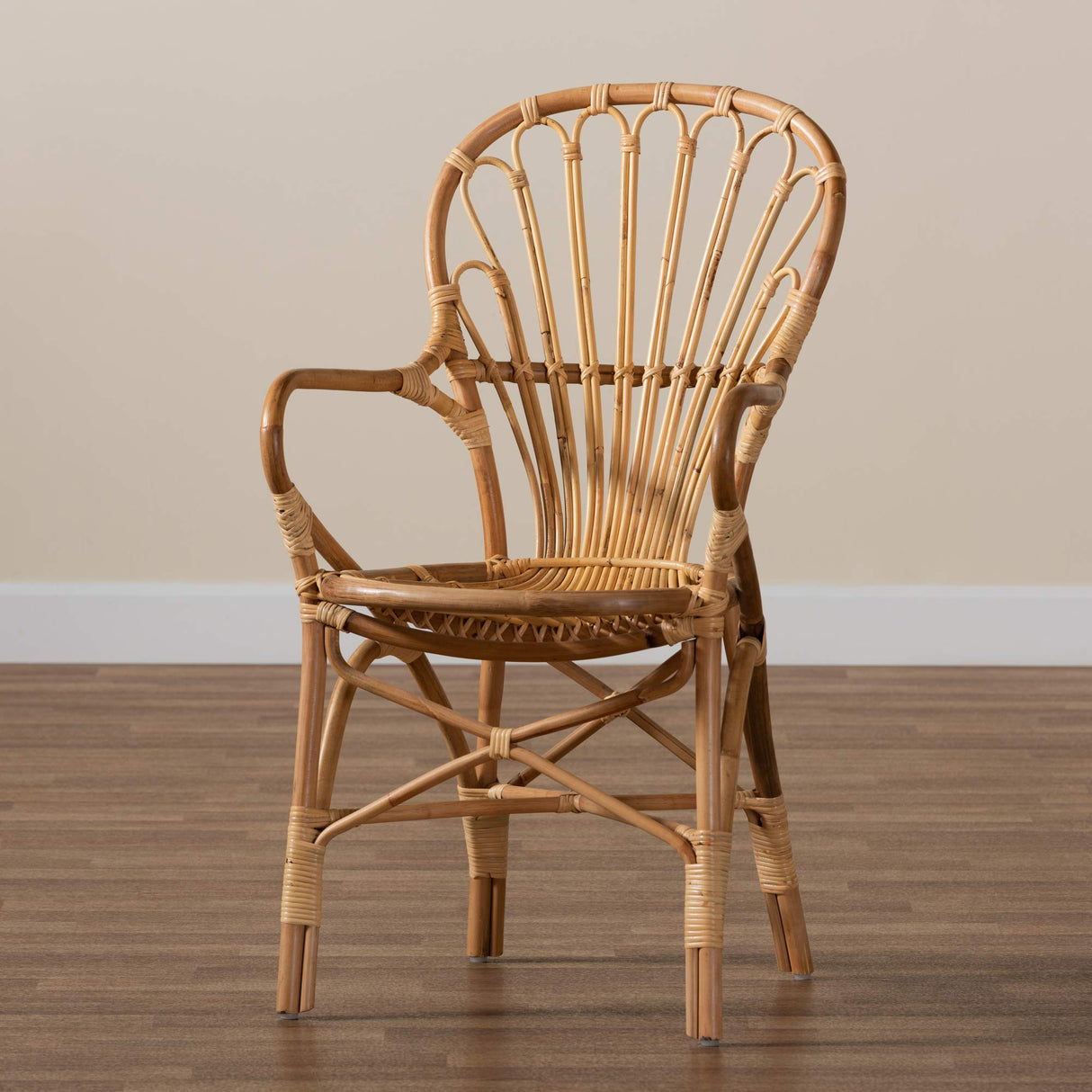 bali & pari Sheraton Modern and Contemporary Light Honey Rattan Dining Chair bali & pari