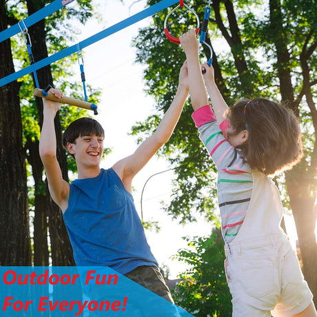 Double Ninja Slackline Obstacle Course for Kids | 110 Foot Line | Monkey Bars Playground Equipment | Ninja Warrior Obstacle Course for Kids | Patented Double Line Design (Deluxe) Lily's Things
