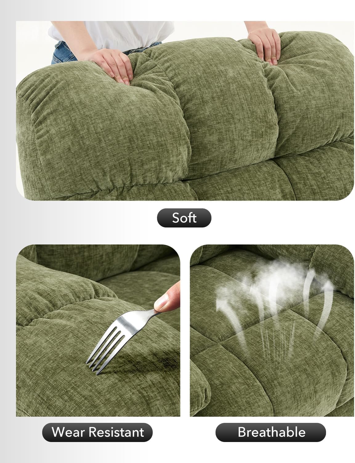 Oversized Swivel Rocker Recliner Chair for Adult,360°Swivel Rock Recliner,Extra Wide Manual Recliners,Chenille Upholstery Overstuffed Soft Rocking Sofa Chair,Green OUTGOODS