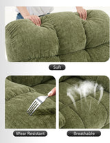 Oversized Swivel Rocker Recliner Chair for Adult, 360° Swivel Rock Recliner, Extra Wide Manual Recliners, Chenille Upholstery Overstuffed Soft Rocking Sofa Chair,Green LIZHOUMIL