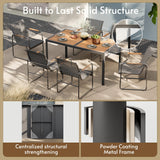 Rotihom 7 Pieces Patio Dining Set,Outdoor Patio Table and Chairs Set For 6 with 6 Texlin Seats & 59" Wood-Like Pspc Table, Strengthened Metal Frame Outdoor Patio Dining Sets For Backyard/Deck/Poolside Rotihom