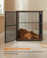 Feandrea Dog Crate Furniture, 43.3" Side End Table, Modern Kennel for Dogs Indoor up to 80 lb, Heavy-Duty Dog Cage with Enclosed Base, Double-Door Dog House, Rustic Brown UPFC024X01 Feandrea