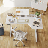 Agilestic Electric Standing Desk, L-Shaped 59 Inches Height Adjustable Desk, Sit and Stand up Desk for Work Office Home, Ergonomic Rising Computer Table for Home Office with Splice Board, White Agilestic