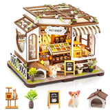DIY Miniature House Kit,Tiny House Pet Shop with Furniture & LED,DIY Dollhouse Miniature Kit for Adults Teen,Mini House Building kit,3D Wooden Craft Mini Model Kit,Birthday Gifts Home Decor lovelyhome