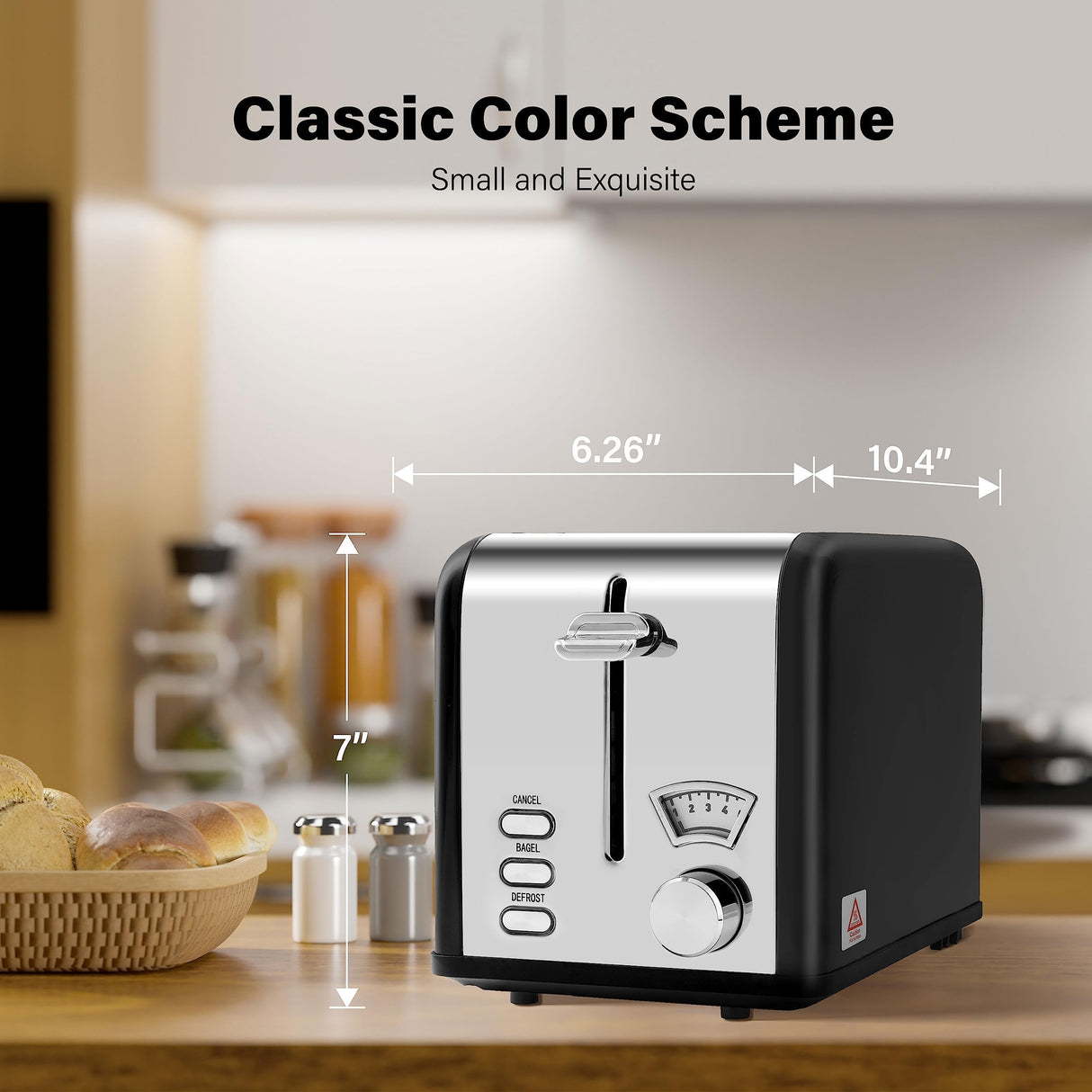 YSSOA 2-Slice Toaster, 5 Browning Setting and 3 Function: Bagel/Defrost/Cancel, Toaster with Extra Wide Slot & Removable Crumb Tray, Black YSSOA