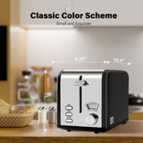 YSSOA 2-Slice Toaster, 5 Browning Setting and 3 Function: Bagel/Defrost/Cancel, Toaster with Extra Wide Slot & Removable Crumb Tray, Black YSSOA