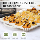 AOTASO Regular 12 Cup and Mini 24 Cup Nonstick Cupcake Pan Set Silicone Muffin Pan for Baking Silicone Cupcake Mold with Metal Reinforced Frame BPA Free (2 Pcs, Cream) AOTASO