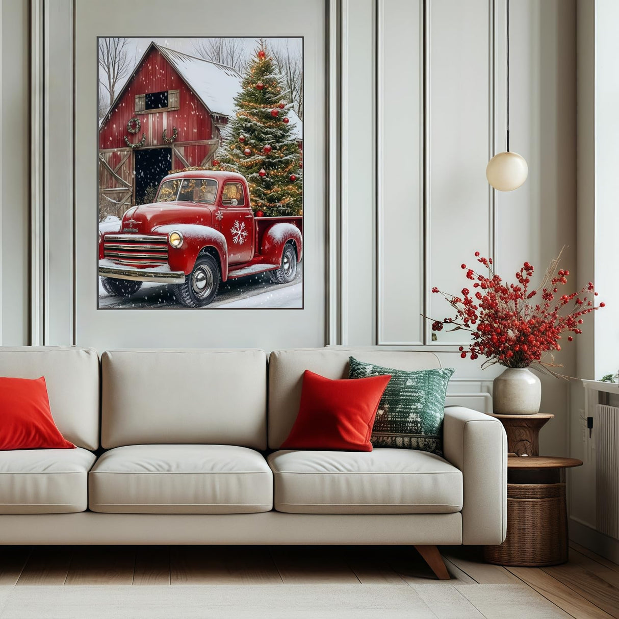 Christmas Diamond Art Kits for Adults Beginner, Truck 5D Diamond Painting Kits for Adults, DIY Full Drill Winter House Diamond Dot Gem Painting for Home Wall Decor 12x16 inch BYGFHLYW