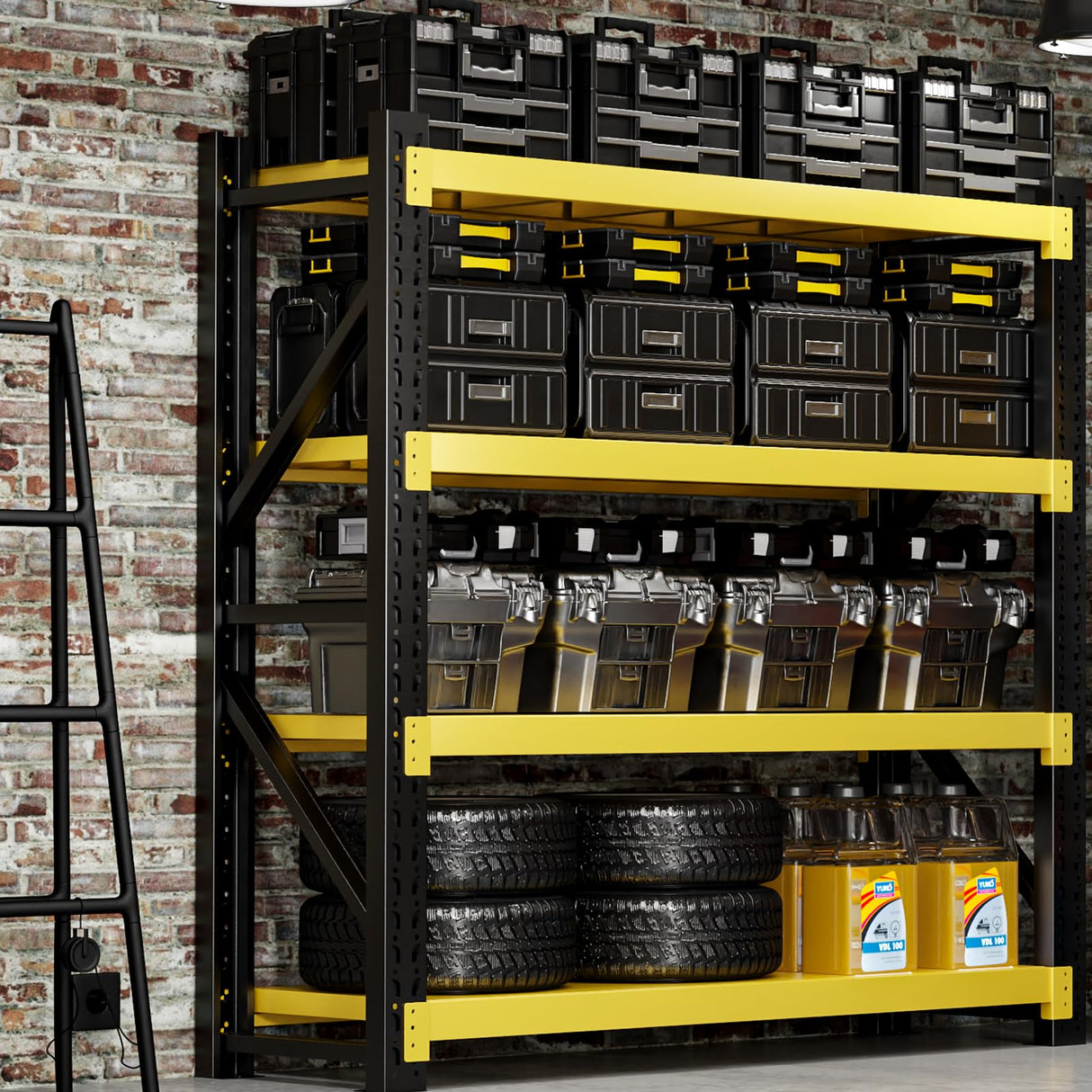 CBCNWR 3000LBS Heavy-Duty Garage Shelving, 59" W Metal Shelves, 4-Tier Adjustable Garage Shelving Units, Storage Racks for Warehouse, Workshop CBCNWR