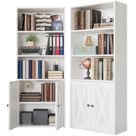 IRONCK Industrial Bookshelves and Bookcases with Doors 11.8 in Depth Set of 2 Floor Standing 5 Shelf Display Storage Shelves Bookcase Home Decor Furniture for Home, Office, Living Room, Bedroom IRONCK