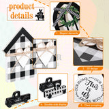 Yulejo 7 Pcs Farmhouse Tiered Tray Decor Buffalo Plaid Rustic Farmhouse Sweet Home Signs Double Printed Artificial Wooden Plant Tiered Tray Decorations for Kitchen Home Table Centerpiece Decor Yulejo