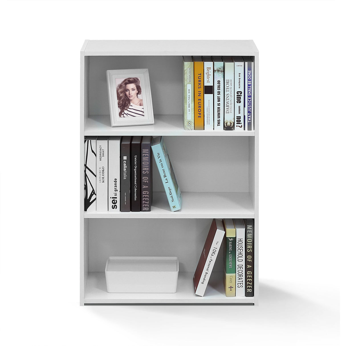 FURINNO Wright 3-Shelf Bookcase, Soft White FURINNO