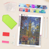 Lxmsja London Street Diamond Art Kits for Adults, Big Ben Diamond Painting Kits for Beginners, 5D DIY Full Drill Gem Art Crafts for Adults, Home Wall Decor 12x16 inch Lxmsja
