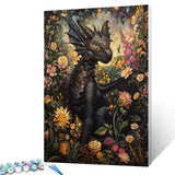 Tucocoo Gothic Dragon Paint by Numbers Kits 16x20 inch Canvas, DIY Oil Painting for Adults with Brushes and Acrylic Pigment, Magical Garden Whimsical Creatures Picture for Home Decor (Without Frame) Tucocoo