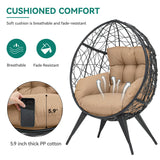 YITAHOME Large Wicker Egg Chair with Stand for Indoor and Outdoor, Cushion, and Adjustable Leveling Feet, Large Lounger for Garden, Patio, Balcony, Backyard,Supports up to 330lbs, Beige YITAHOME