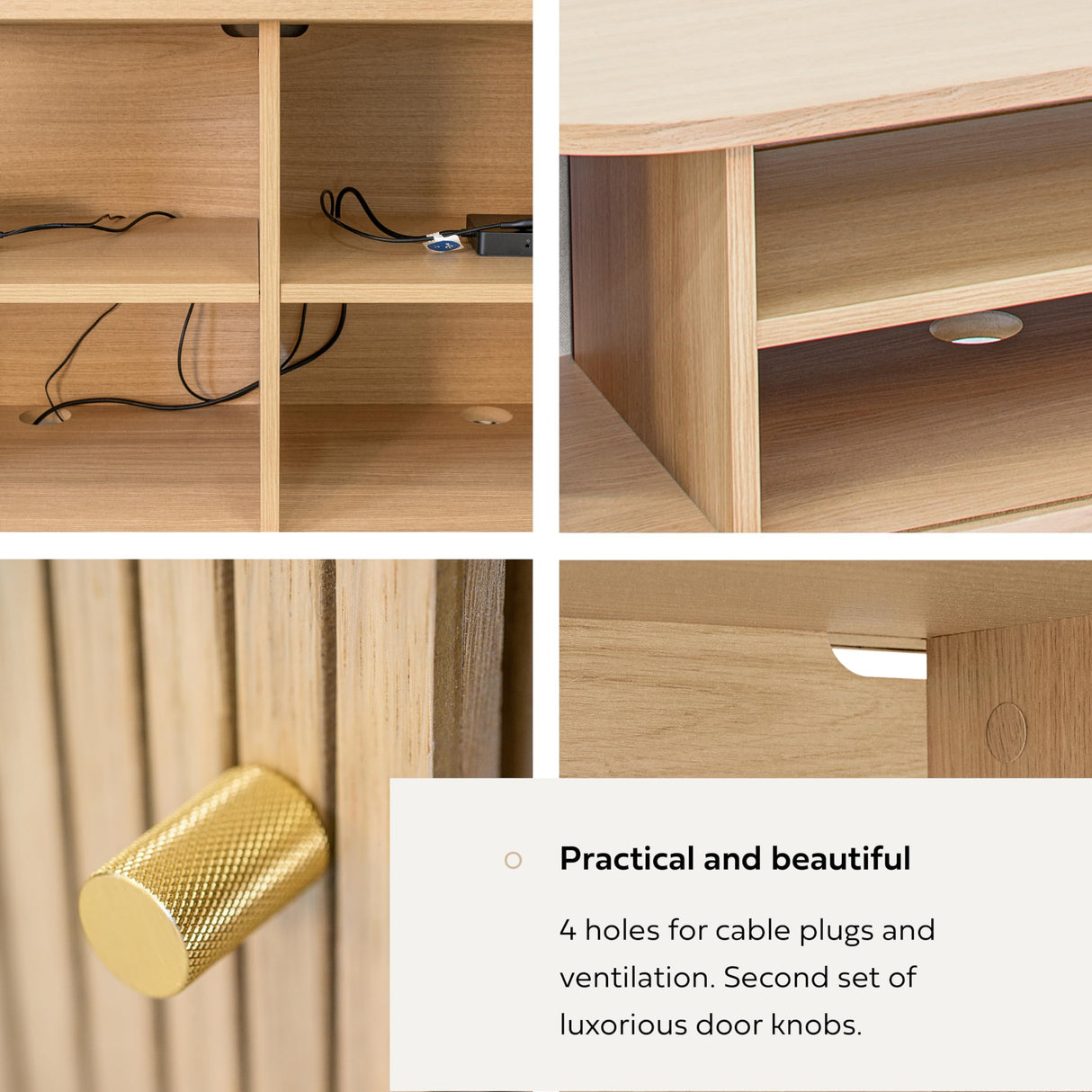 WERMO 55'' TV Stand with Storage and Shelves designed to fit 32’’ - 60'' TVs. Wood Entertainment Center for Living Room and Bedroom, Media Console and Modern TV Console Table (Oak) WERMO