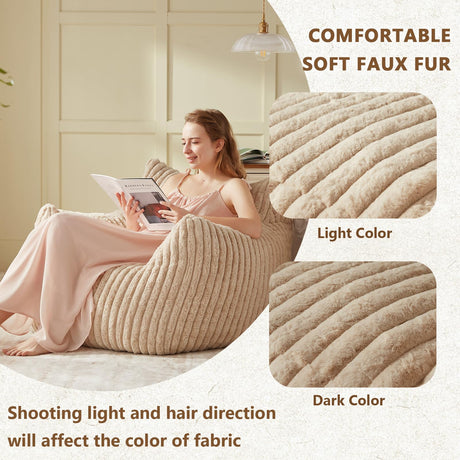 Achicsofar Giant Bean Bag Chairs for Adults Teens, Large Bean Bag Sofa Chairs with Filling Comfy Fuzzy BeanBag Chair with Armrests for Bedroom Living Room Reading Achicsofar