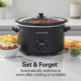 Hamilton Beach 6 Quart Set & Forget Programmable Slow Cooker with Defrost Function, Flexible Programming With Adjustable Countdown Timer, Dishwasher Safe Crock and Lid, Black (33765) Hamilton Beach