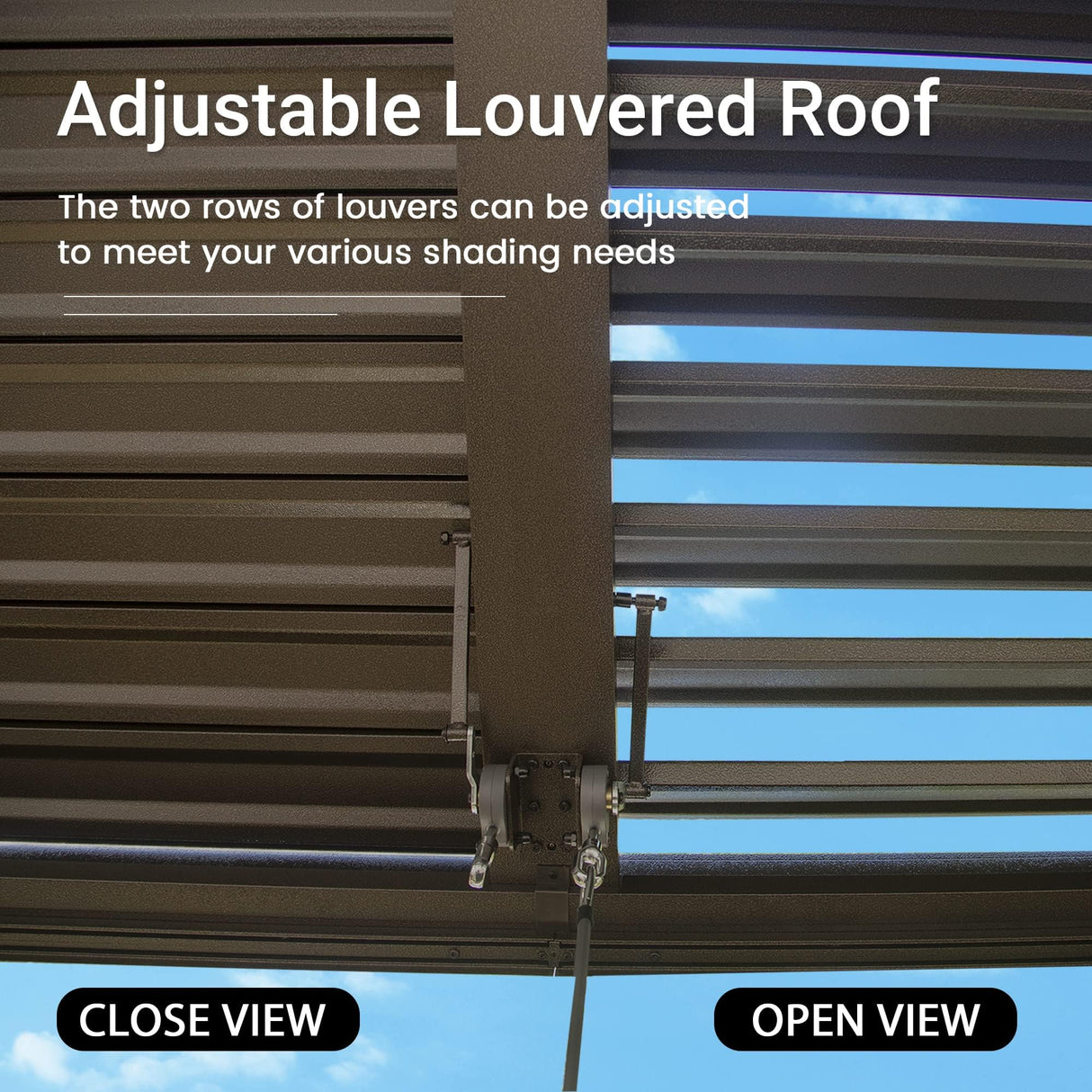 Domi 12x20FT Louvered Pergola, Aluminum Outdoor Pergola, Patio Pergola with Adjustable Roof, Metal Pergola Gazebo with Mosquito Netting for Patio, Backyard, Deck, Garden, Lawns, Gray domi outdoor living