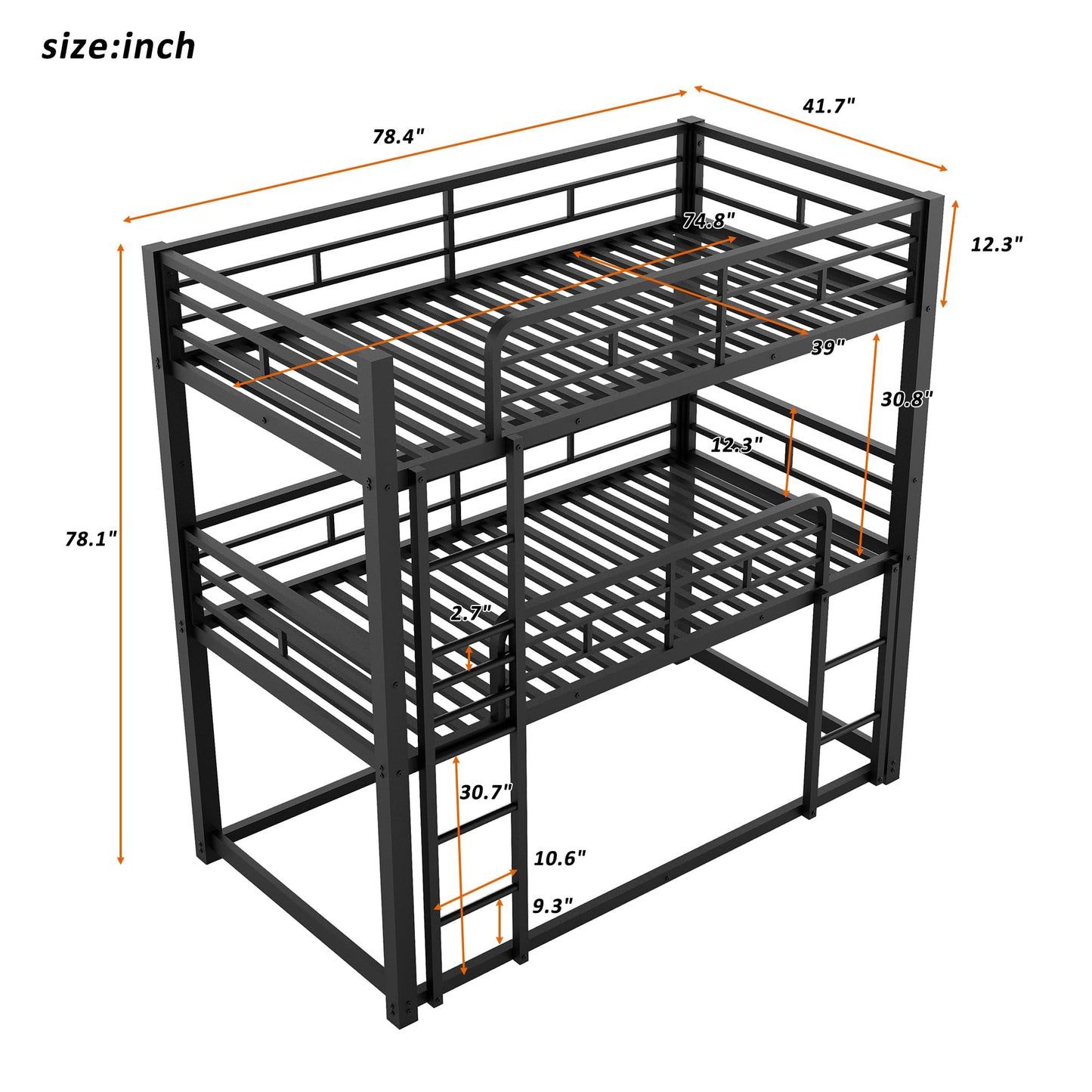 Harper & Bright Designs Triple Bunk Bed for Kids,Twin Over Twin Over Twin Metal Bunkbeds with Ladder for Kids Teens Bedroom, No Box Spring Needed, Easy Assembly, Black