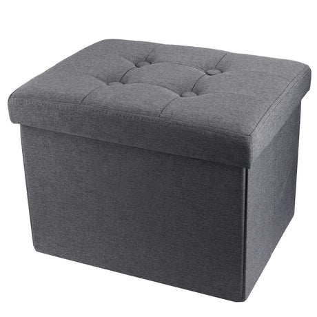 ALASDO Ottoman Storage Ottoman Footrest Stool Small Ottoman with Storage Foldable Ottoman Foot Rest Footstool Bench for Living Room 17x13x13inches Grey ALASDO