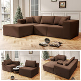 108" Cloud Sectional Couch with L-Shape Chaise,4 Seat Modern Modular Sofa with Deep Seat, Upholstered Couches for Living Room Bedroom, Sectional Boneless Couch (Coffee, 108"+Left Facing Chaise) SYFERLORY