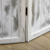 HOMCOM 5.5' Tall 4-Panel Room Divider and Folding Privacy Screen, Woodgrain Freestanding Privacy Divider, Partition Wall, Rustic White HOMCOM