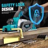 Cordless Electric Hand Planer: 3-1/4-Inch Handheld Planer for Makita 18V Battery (No Battery) - 15000 RPM Power Wood Planer for Woodworking, Carpentry, and Home DIY - Includes Blades and Edge Guide MtiolHig