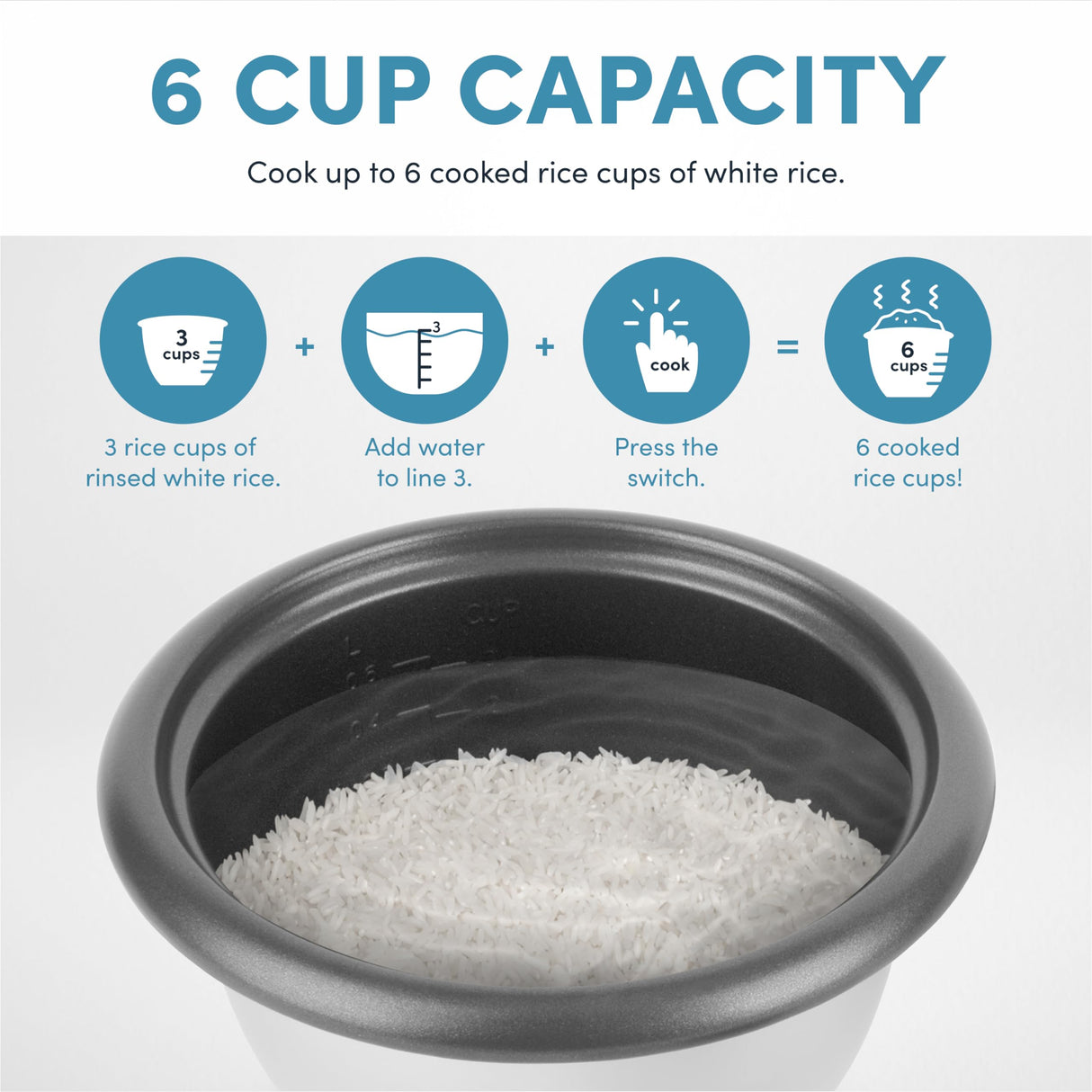 Aroma Housewares 6-Cup (Cooked) (3-Cup Uncooked) Pot Style Rice Cooker and Food Steamer (ARC-743-1NG), White AROMA