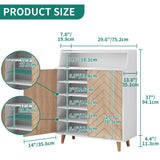 YITAHOME Shoe Cabinet with Doors, 5-Tier Shoe Storage Cabinet with Open Shelves, Large Capacity Wooden Shoes Rack Organizer with Pine Wood Legs for Entryway/Hallway/Closet, White YITAHOME