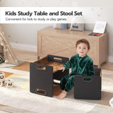 HOOBRO Weaning Table and Chair Set, Toddler Table and Chair Set, Furniture for Kids 1-3 Year Old, Kids Table and Chair Set for Reading Rustic Brown and Black BF38JD01 HOOBRO