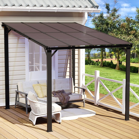 Yalissey 10'×8' Patio Gazebo with Waterproof Fuzzy Strip, Outdoor Gazebo with Innovative Base Support, Wall Mounted Gazebos Pergola with Roof for Backyard, Decks, Garden Yalissey