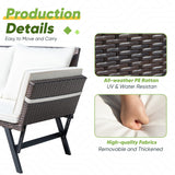 Greesum Outdoor Sofa, Woven Rattan Patio Furniture, Convertible Daybed or Double Chair with Adjustable Armrests, Cushions and Pillows for Yard, Porch, Pool, Brown Lounger & Beige Pillowcase Greesum