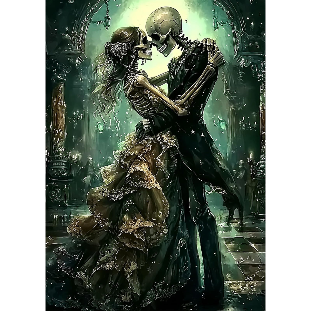 SENQAO Skull Diamond Art Kits for Adults, Halloween Skull Love DIY 5D Diamond Painting Kits Full Drill Diamond Dots Paintings with Diamonds Gem Art and Crafts Home Decor 12x16inch SENQAO