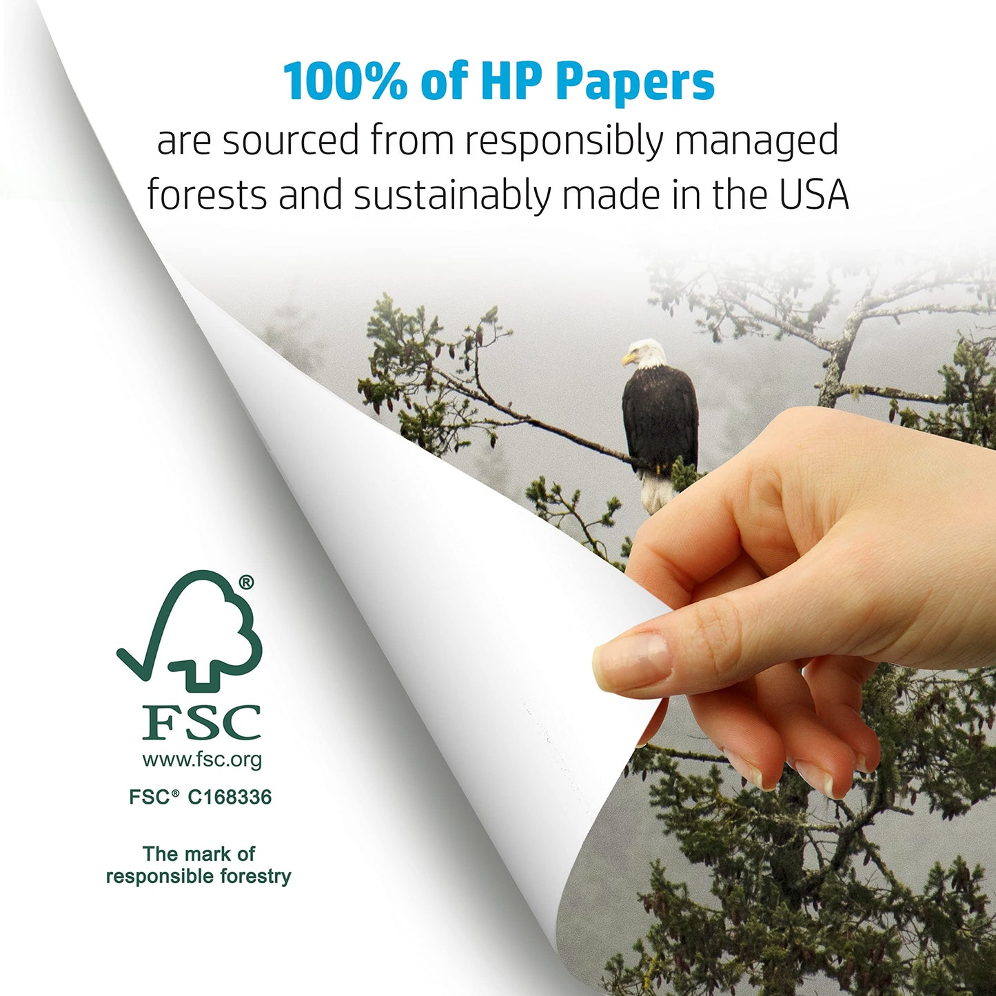 HP Papers | 8.5x11 Paper |Office 20 lb | 1 Ream - 500 Sheets | 92 Bright | Made in USA - FSC Certified | 112150R